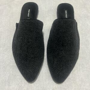 Black Nine West Flannel Flat Mule Slides 8.5M NWT